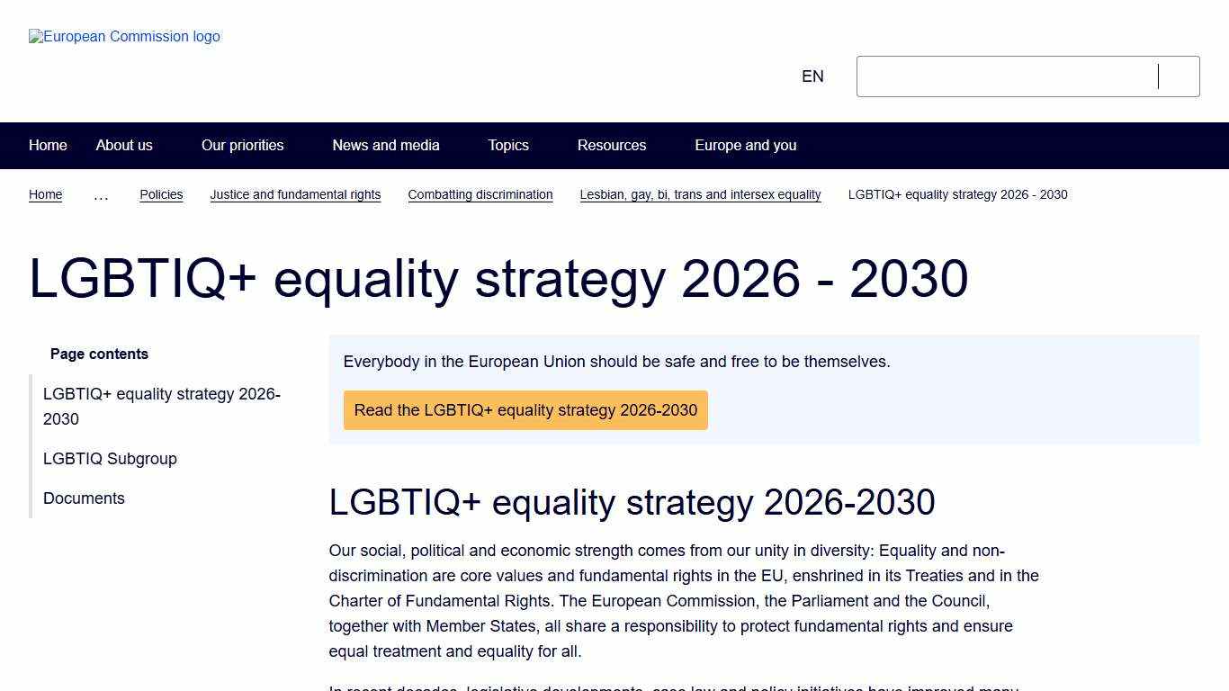 LGBTIQ+ equality strategy 2026 - 2030 - European Commission